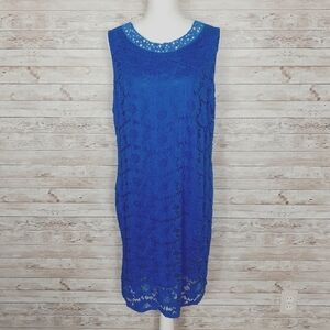 Wallis Floral Lace Dress 18 Beaded Sleeveless 114